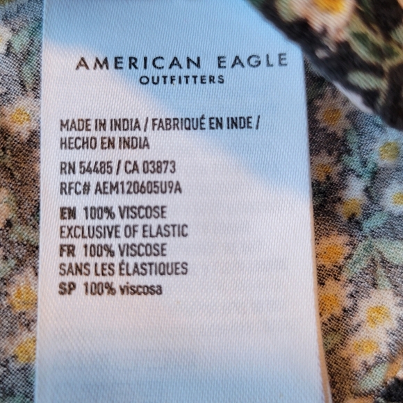 American Eagle Black Yellow Dainty Floral Print Halter Top - Picture 8 of 10